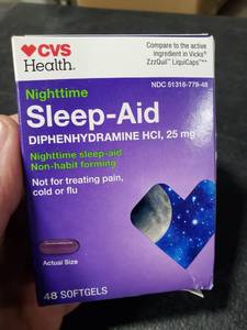 lot 2555 image: Nighttime Sleep Aid Diphenhydramine 25mg 48 Softgels