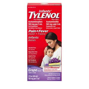 lot 2658 image: Infants Tylenol Pain Relief Liquid - Acetaminophen - Grape - 2 fl oz