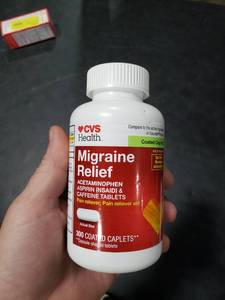 lot 3193 image: Migraine Relief - Acetaminophen, Aspirin & Caffeine, 300 Coated Caps