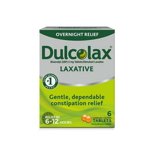lot 6214 image: Dulcolax Stimulant Laxative Gentle Overnight Constipation Relief Bisacodyl 5mg Tablets 6 ct