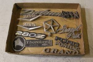lot 2526 image: Vintage Emblem Lot Chrysler Ford Datsun