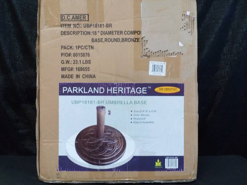 lot 44 image: DC America Round Cast Stone Umbrella Stand