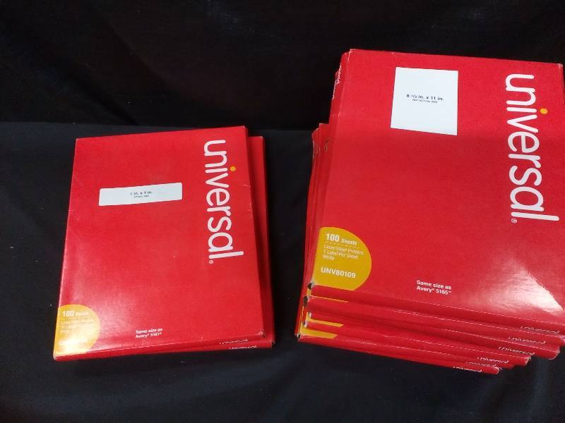 lot 174 image: Universal Printable Labels 8.5 X 11 Sheets - White