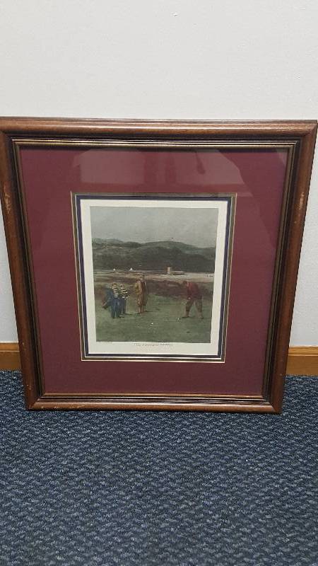 lot 1020 image: Douglas Adams - The Putting Green 1893 Fine Art Lithograph Print Golf Framed Matted