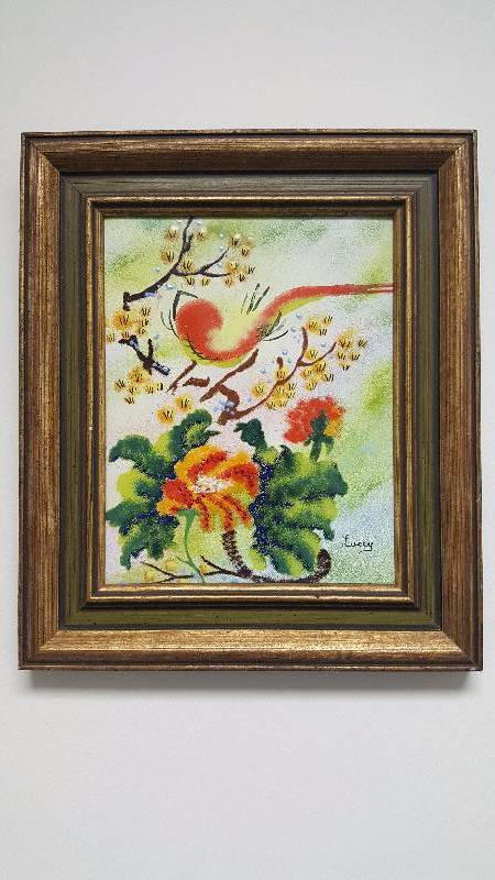 lot 1027 image: Jean Lucey Enamel on Copper Painting Signed Framed 11.5 x 13.5