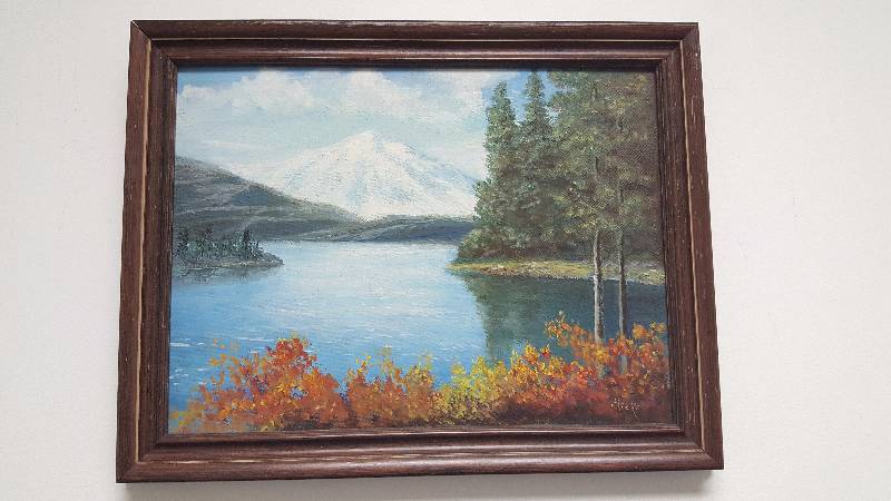 lot 1028 image: Jennie Hicks 1961 Nebraska Landscape Original Oil Painting Signed 19 x 16