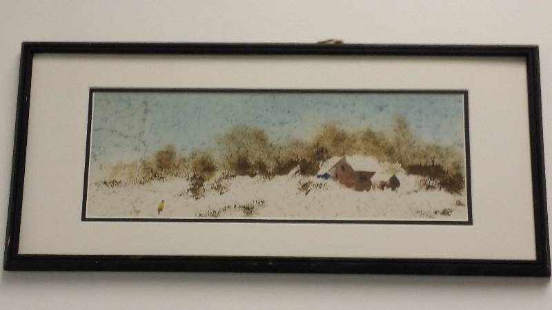 lot 1033 image: Victor Ing Original Painting Framed & Matted 25 x 11 Vintage AWS 20th Century Amer. Artist
