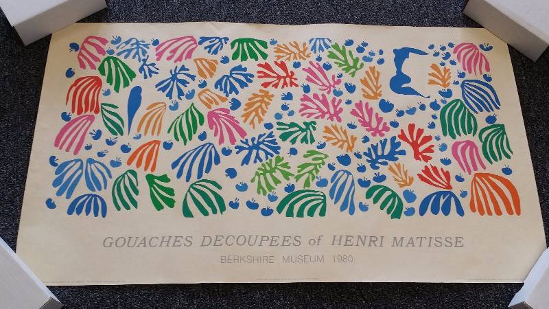 lot 1035 image: Henri Matisse 1980 Gouaches Decoupees Exhibition Poster Litho Berkshire Museum Rare HTF Silkscreen
