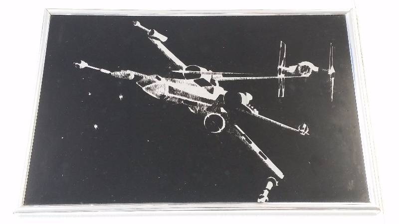 lot 1039 image: 1977 Star Wars X-Wing & TIE Fighter Lightline Vintage Etched Mirror 15x 10 Rare