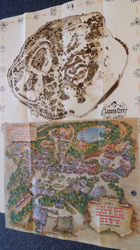 lot 1044 image: 1970s Amusement Park Maps Silver Dollar City Missouri & Legend City Arizona