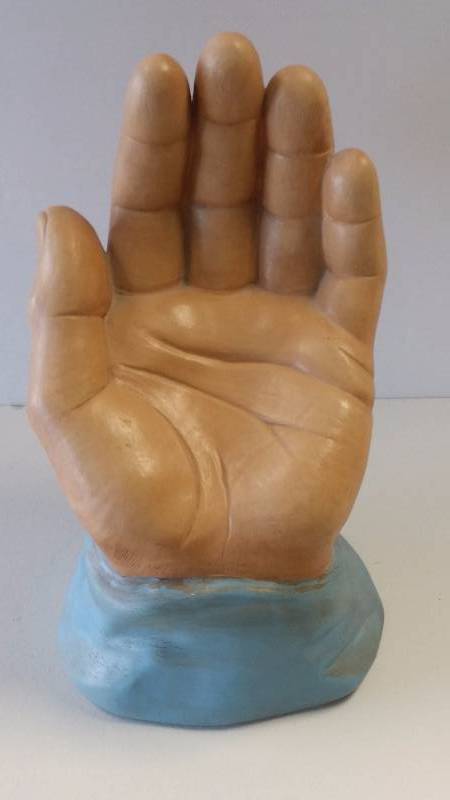 lot 1052 image: Marsha 1984 Large Porcelain Left Hand Sculpture Painted 9 x 6 Mystical Palm