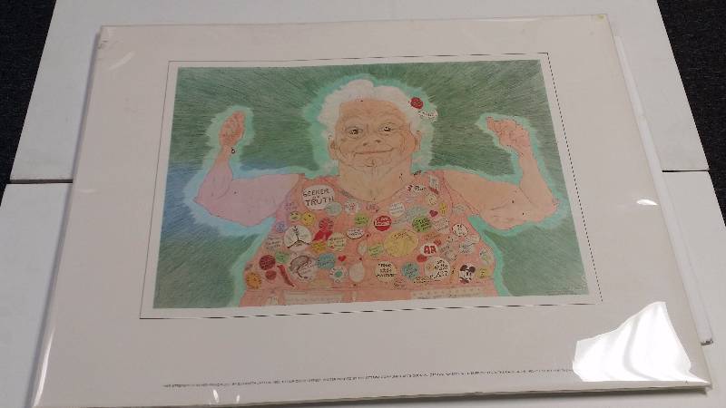lot 1062 image: Elizabeth Layton Her Strength is in Her Principles 1982 Lithograph Grandma 29 x 23 FolkOutsider Art