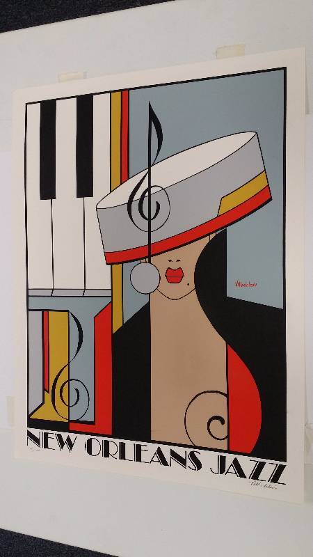lot 1057 image: Villadeleon New Orleans Jazz Poster Size Lithograph Signed & Numbered 26 x 20