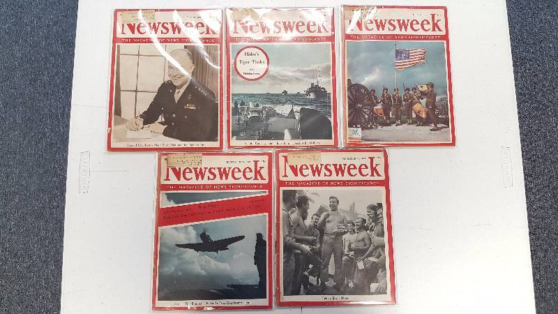 lot 1067 image: Vintage 1943 Newsweek Magazines WWII Troops Eisenhower Issues Lot of 5