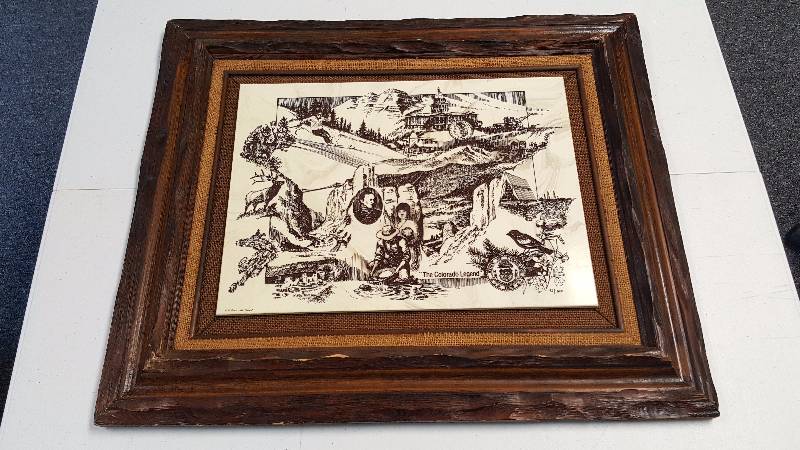 lot 1068 image: Charles Goslin The Colorado Legend Stone Etched Numbered Framed Local Hallmark Artist 25 x 21