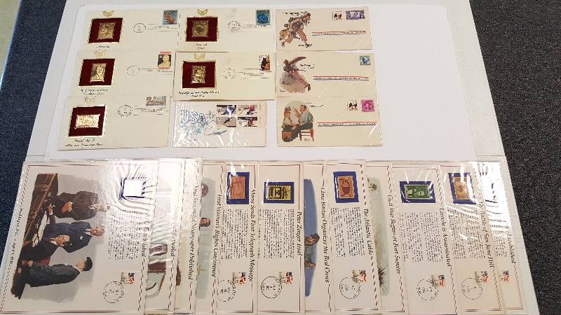 lot 1069 image: Vintage Stamp Collection First Day Issues 24 Kt & More 30 Pieces Total