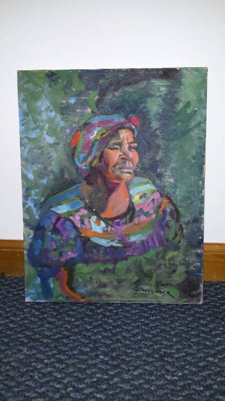 lot 1014 image: LaDell Stonecipher Routh - African Woman Original Painting Acrylic on Canvas