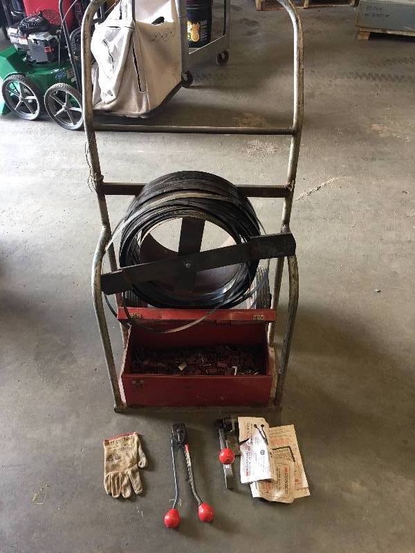 lot 70 image: SIGNODE STEEL BANDING CART WITH TOOLS DOLLY AND BANDING