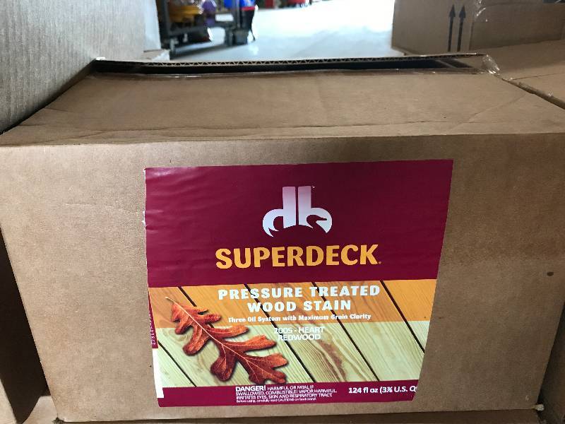 lot 160 image: 4 GALLONS SUPERDECK PRESSURE TREATED WOOD STAIN - 2005 HEART REDWOOD