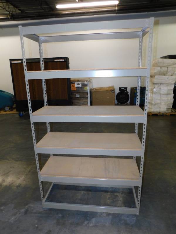 lot 3443 image: Tall Metal Shelf Unit