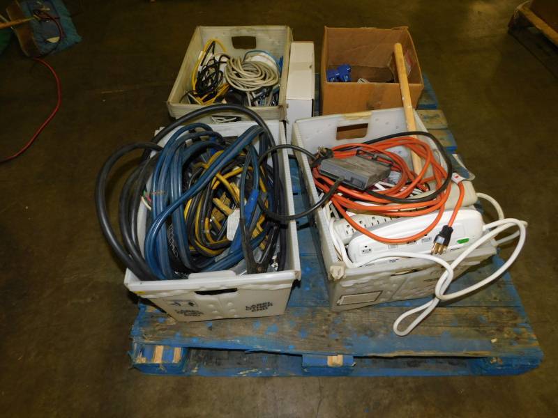 lot 3453 image: Large Lot of Electrical Wire Surge Protecters and Misc