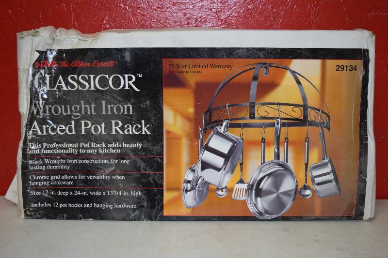 lot 3 image: Innova Classicor Wrought Iron Pot Rack