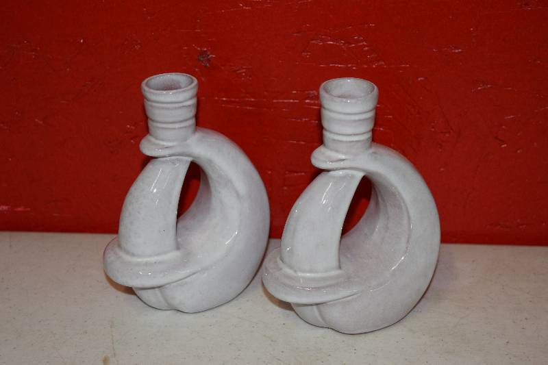 lot 37 image: Pair Frankoma Candle Holders