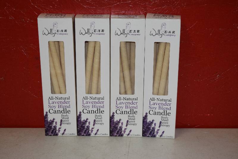 lot 240 image: 4 Boxes of 12 Wallys Lavender Soy Blend Candles