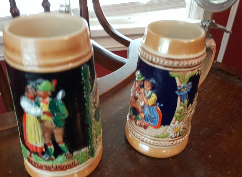 lot 6621 image: Collectors ceramic beer steins direct from Germany (2 different sizes)