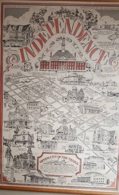 lot 6627 image: Framed for the wall cool old Independence Missouri Queen City of the trails poster with a map of the Square and history too