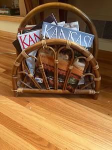 lot 1029 image: Rattan Magazine HolderRack includes magazines
