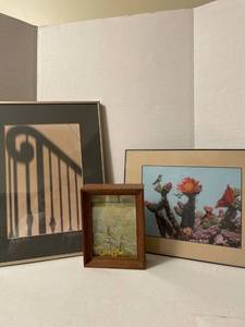 lot 1105 image: Signed Charlene day print, Shadowbox art, and cactus print