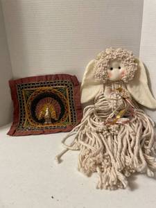 lot 1106 image: Vintage mini tapestry and angel mop