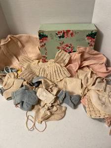 lot 1125 image: Vintage baby clothes in box