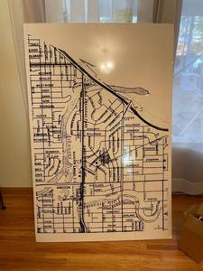 lot 1139 image: Neighborhood map on fiberboard. 54 x 36 inches