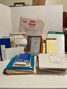 lot 1168 image: Laminating pouches assortment, plastic envelopes, document frame and miscellaneous paper goods