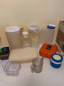lot 1309 image: Storage containers, canteen , measuring cup and more
