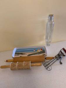 lot 1312 image: Vintage mixer, rolling pins and trays