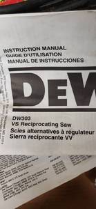 lot 2120 image: DeWalt Reciprocating Saw DW303