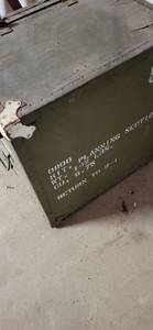 lot 2128 image: Metal trunk box 27x17.5x24 very heavy see pictures