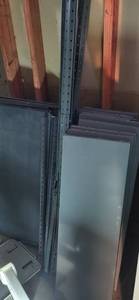 lot 2140 image: Unassembled 2 maybe 3 shelving unit metal and a metal stand see pictures