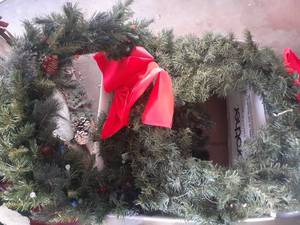 lot 3301 image: Christmas wreaths. 20 to 26 inches. 3 total one lights up
