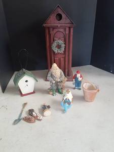lot 3323 image: Christmas decor. Tallest bird house 14 tall
