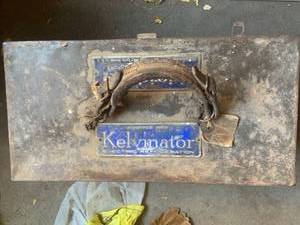 lot 3633 image: Metal toolbox plus contents. C clamps vise vintage tools and more