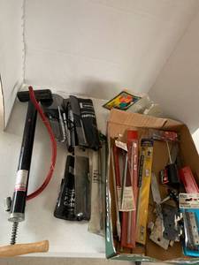 lot 4051 image: Bicycle pump and misc tools