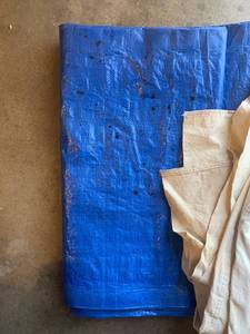 lot 3504 image: Painting supplies. Tarps, plastic and canvas