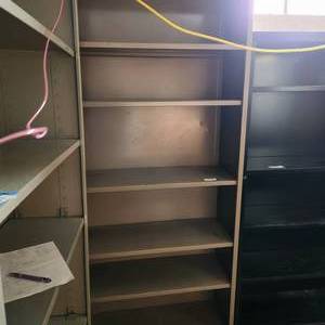 lot 2138 image: Tan shelving unit 78x34.5x13.5