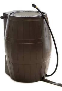 lot 2051 image: Outdoor RC4000 50-Gallon Heavy-Duty Outdoor Home Rain Catcher Barrel Water Container with Spigots and Mesh Screen, Brown - Retail $126