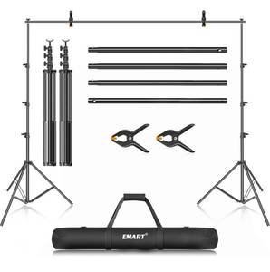 lot 2055 image: EMART 10 x 12ft (H X W) Photo Backdrop Stand Kit, Adjustable Photography Video Studio Background Stand Support System for Photo Booth Muslin - Retail $87