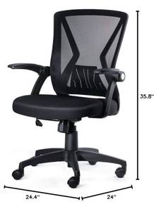 lot 2062 image: Mid Back Mesh Office Chair Ergonomic Swivel Black Mesh Computer Chair Flip Up Arms with Lumbar Support Adjustable Height Task Chair - Retail $150